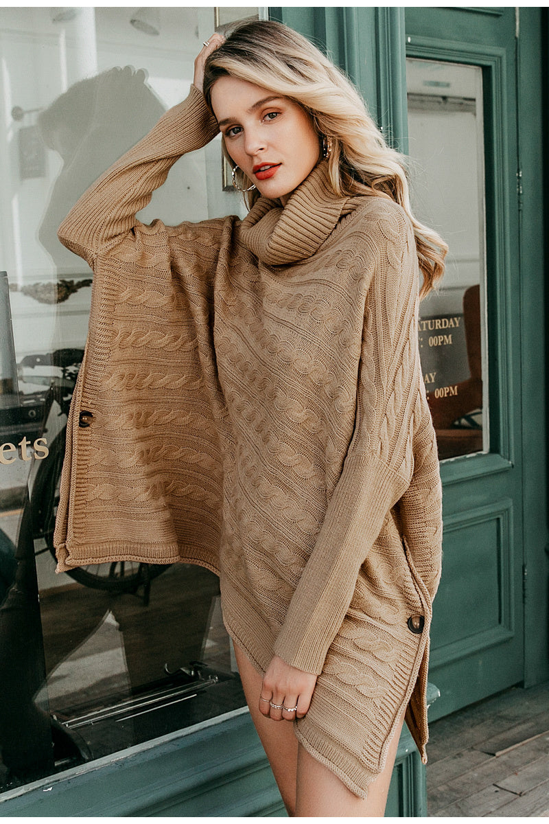 High neck knit cloak