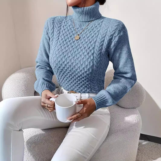 Autumn And Winter New High Neck Twist Woven Jacket