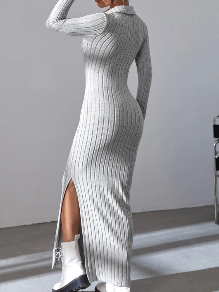 Robe de Bureau Slim Fit avec Décolleté en V