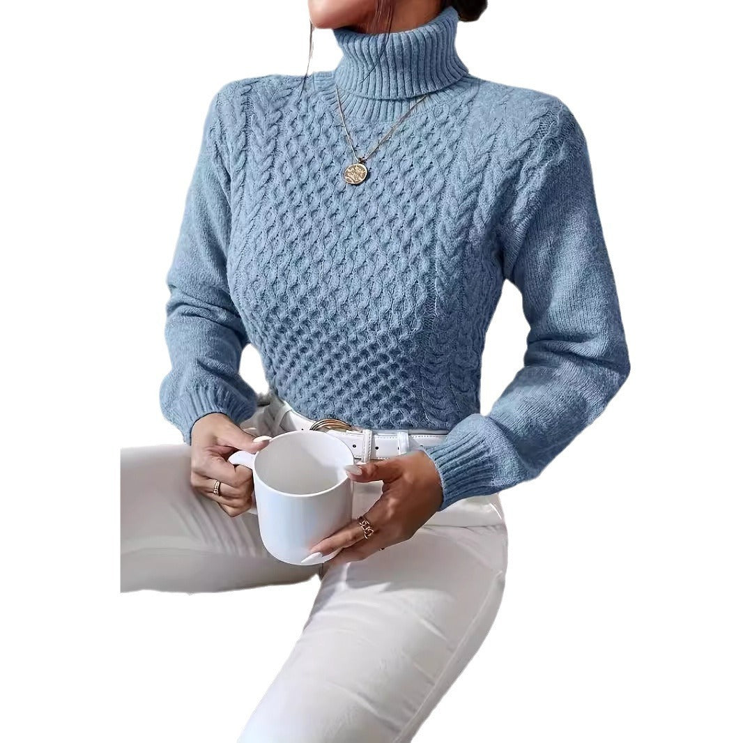 Autumn And Winter New High Neck Twist Woven Jacket